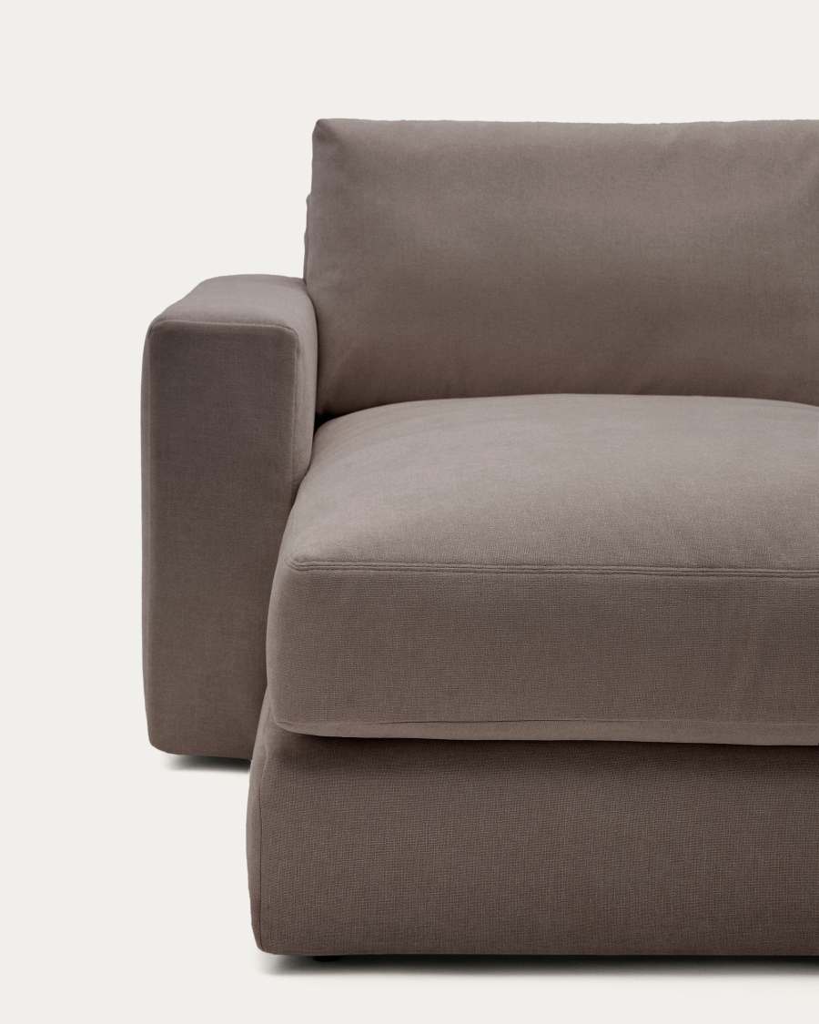 Alea removable cover modular sofa 4-seater in dark brown chenille left chaise longue 310 cm