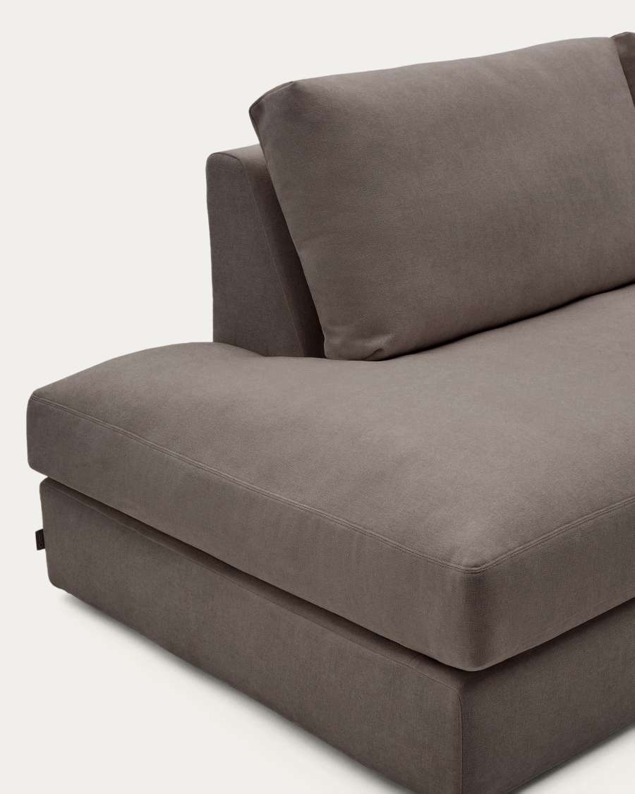 Alea removable cover modular sofa 5-seater in dark brown chenille right chaise longue 340 cm