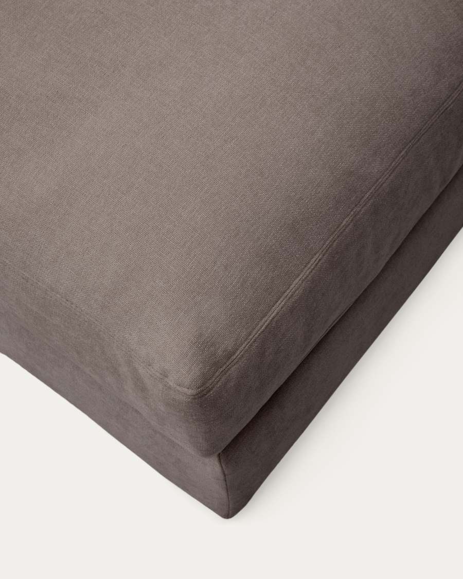 Alea removable cover footrest in dark brown chenille 90 x 90 cm