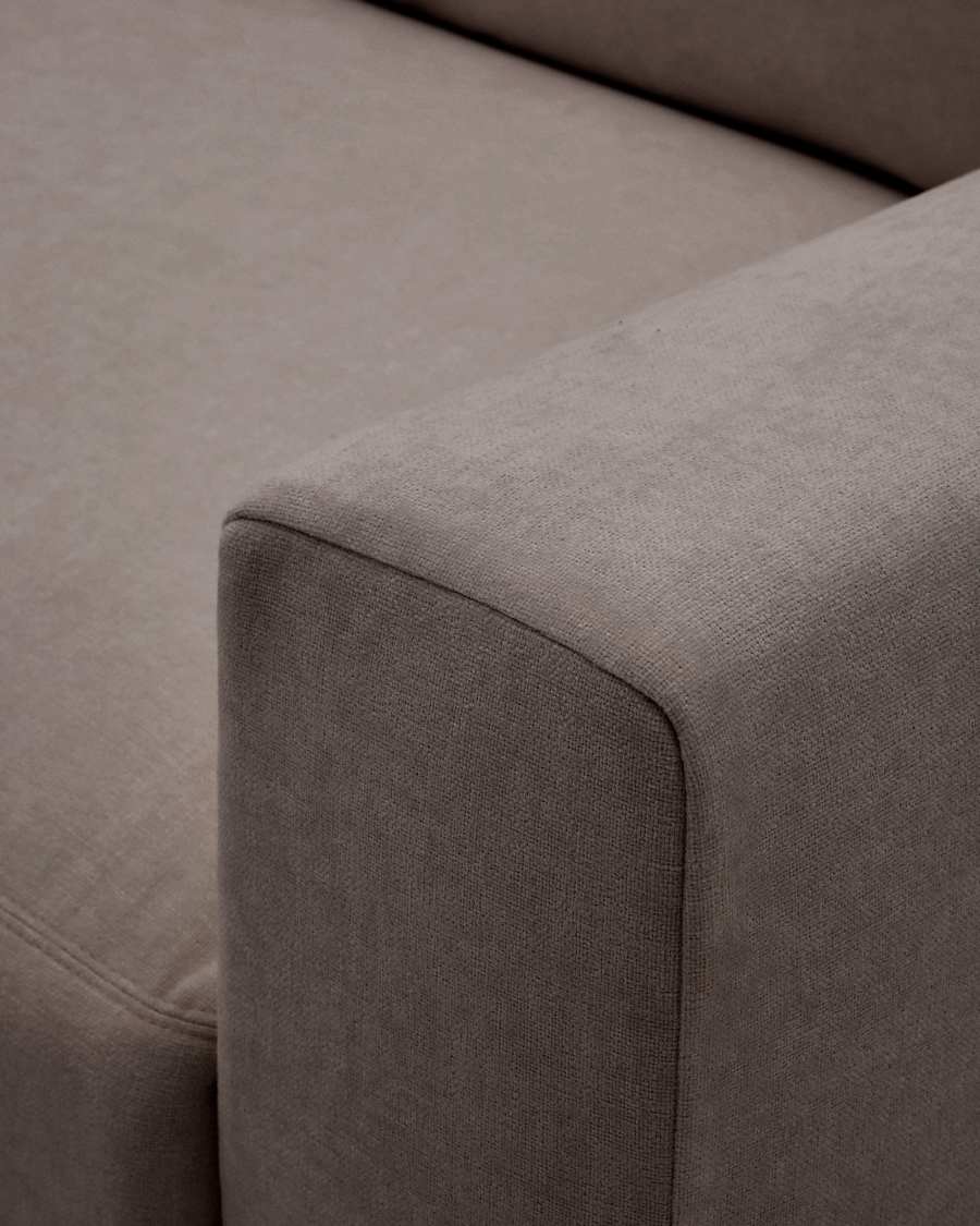 Alea removable cover modular sofa 3-seater in dark brown chenille left chaise longue 220 cm