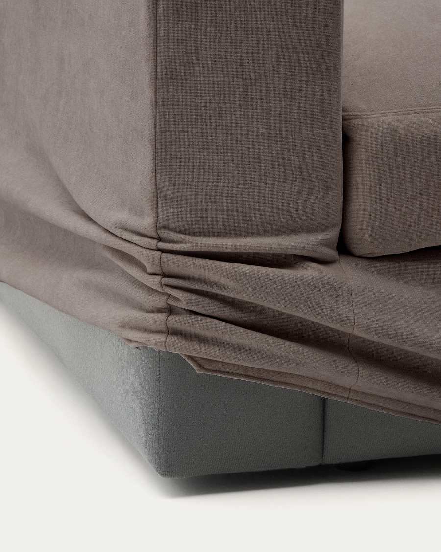 Alea removable cover modular sofa 4-seater in dark brown chenille right chaise longue 310 cm