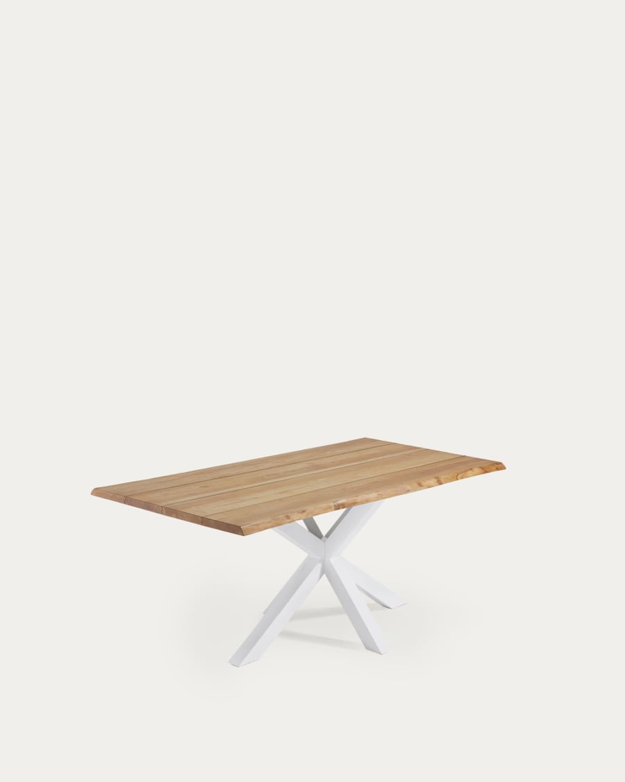 Argo oak veneer table with natural finish and steel legs with white finish 160 x 90 cm