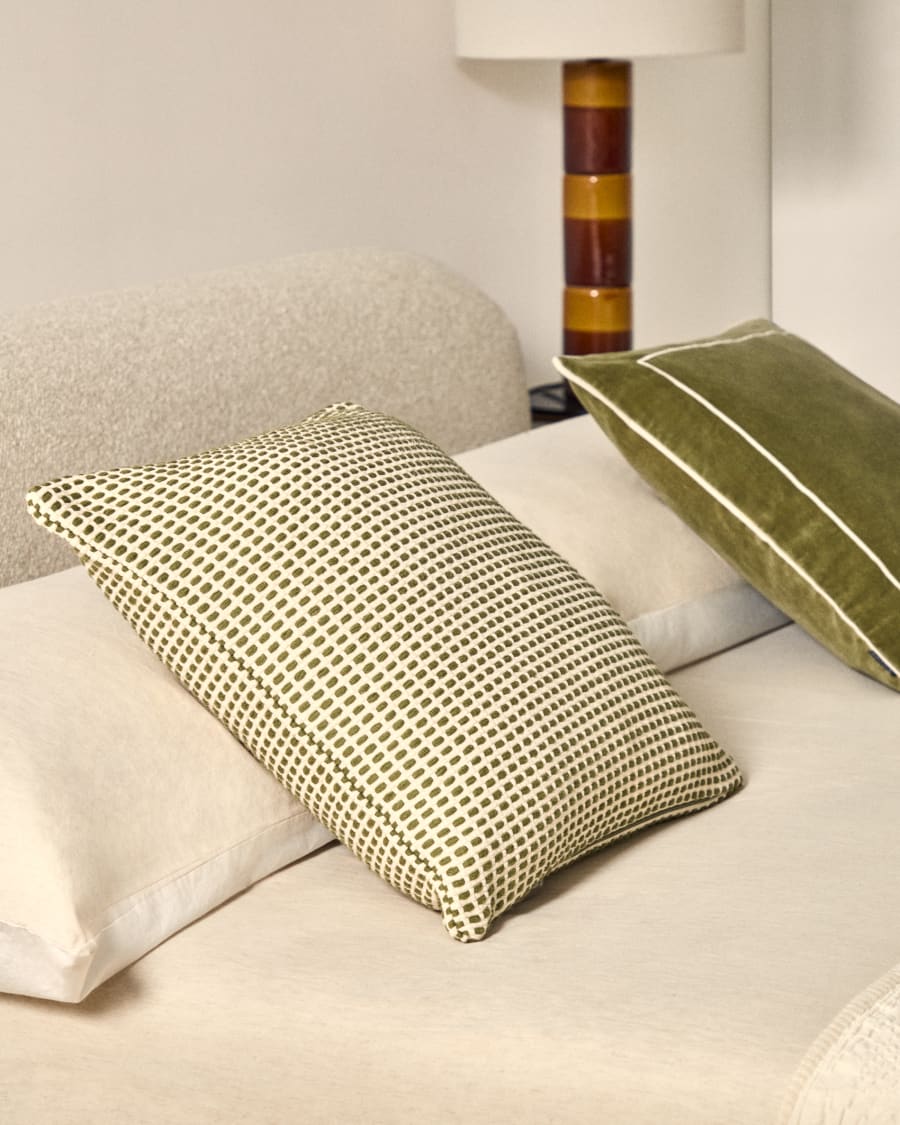 Housse de coussin Erelia 100 % coton jacquard vert 45 x 45 cm