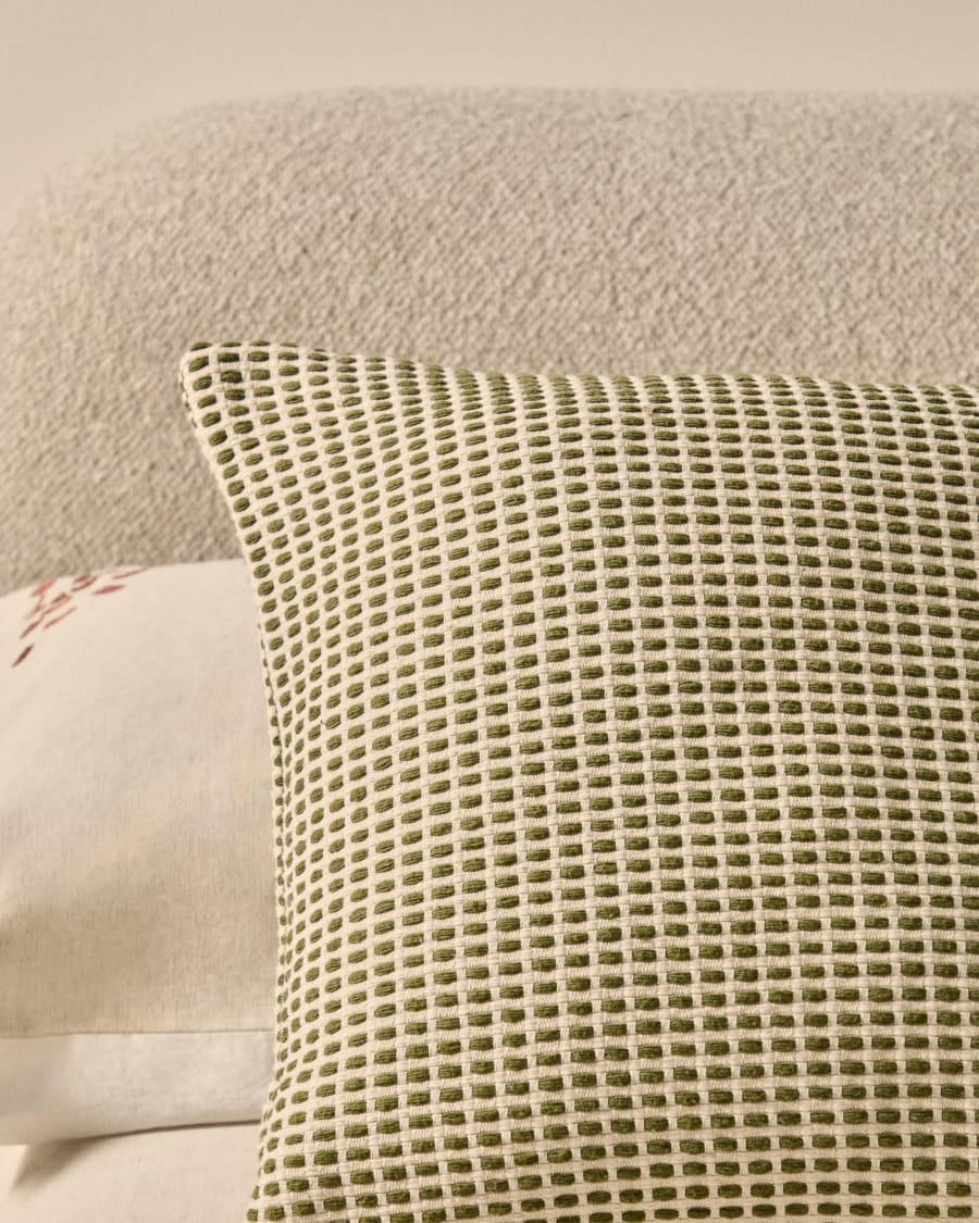 Housse de coussin Erelia 100 % coton jacquard vert 45 x 45 cm