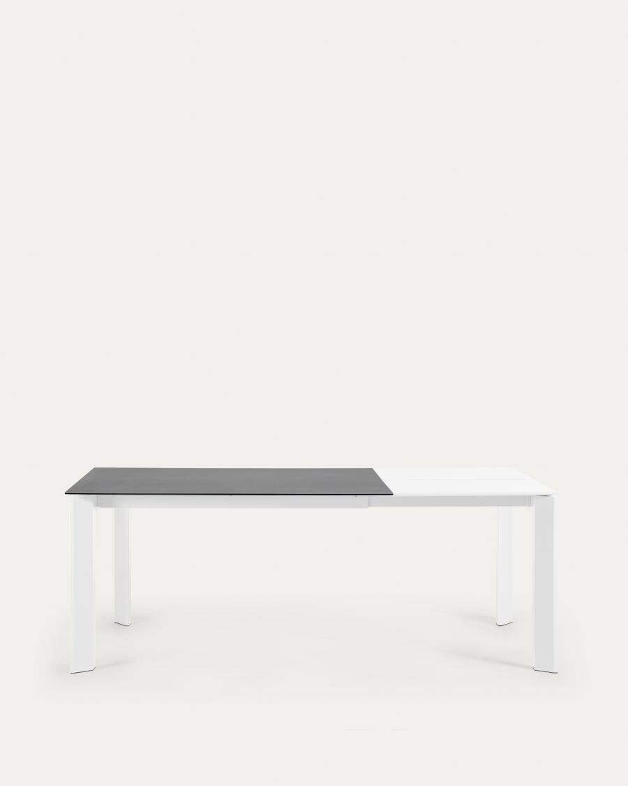 Axis porcelain extendable table in Volcano Rock finish with white steel legs 140 (200) cm