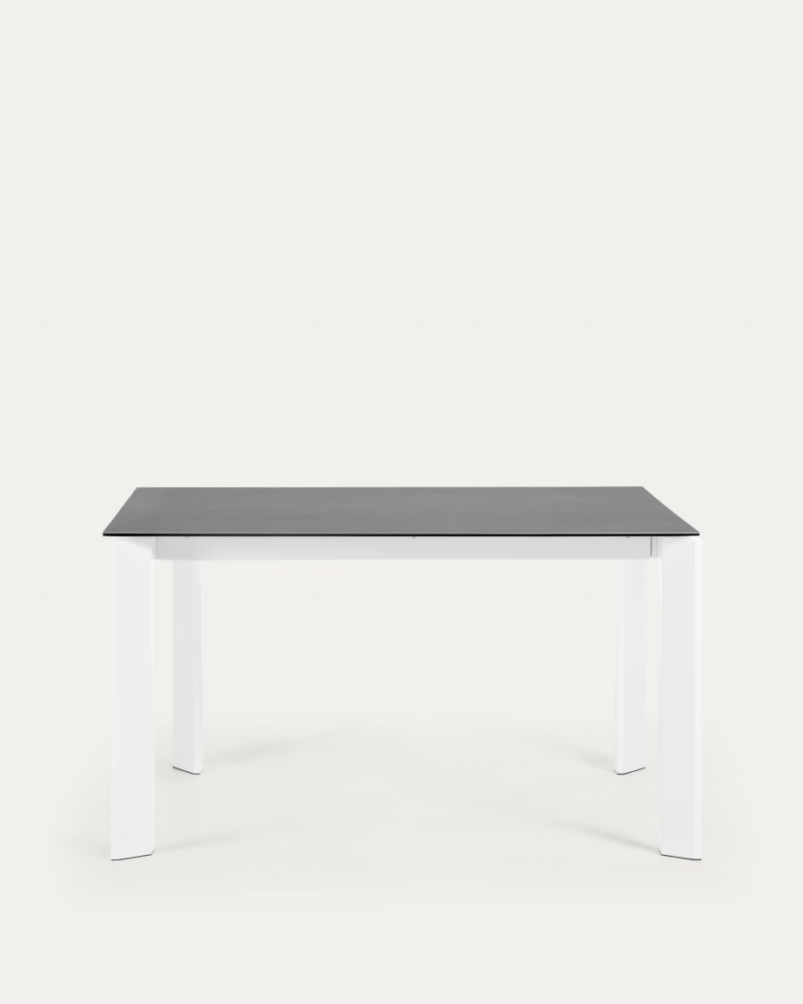 Axis porcelain extendable table in Volcano Rock finish with white steel legs 140 (200) cm