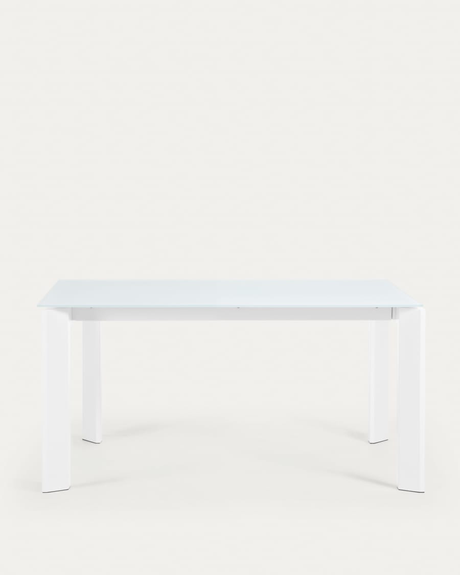 Tavolo allungabile Axis in vetro bianco e gambe in acciaio finitura bianca 160 (220) cm