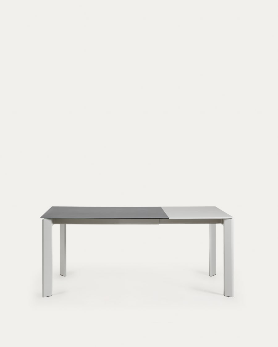 Axis porcelain extendable table in Volcano Rock finish with grey steel legs 120 (180) cm