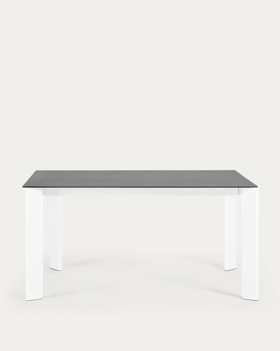 Axis porcelain extendable table in Volcano Rock finish with white legs 160 (220) cm