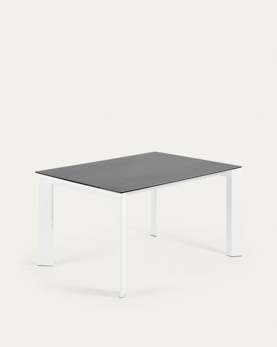 Axis porcelain extendable table in Volcano Rock finish with white steel legs 140 (200) cm