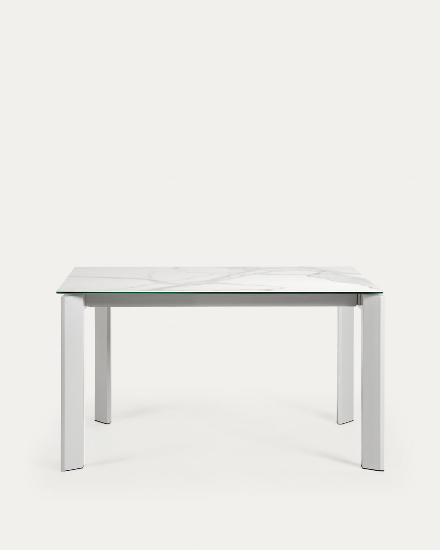 Axis porcelain extendable table in White Kalos finish with grey legs 140 (200) cm