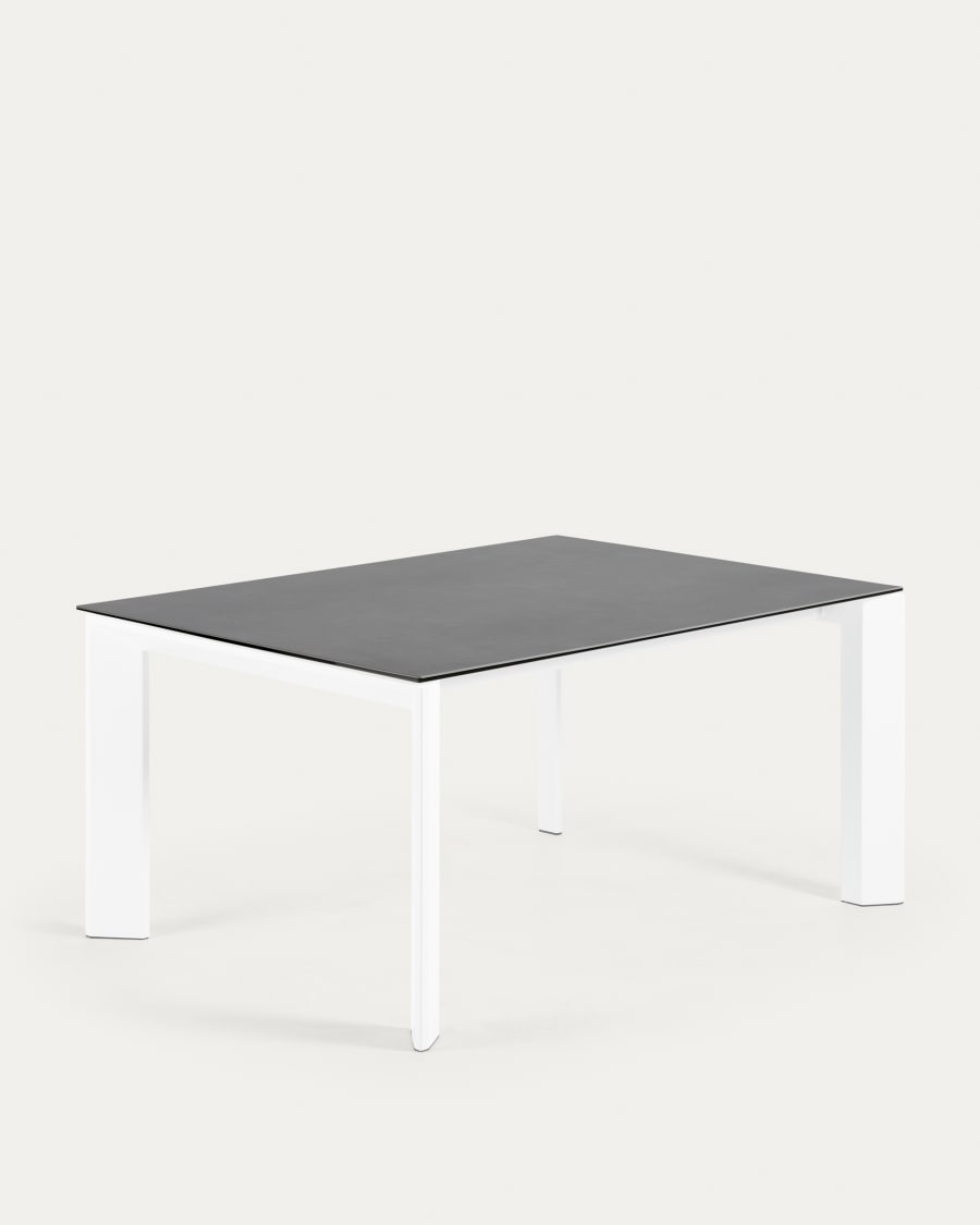 Axis porcelain extendable table in Volcano Rock finish with white legs 160 (220) cm