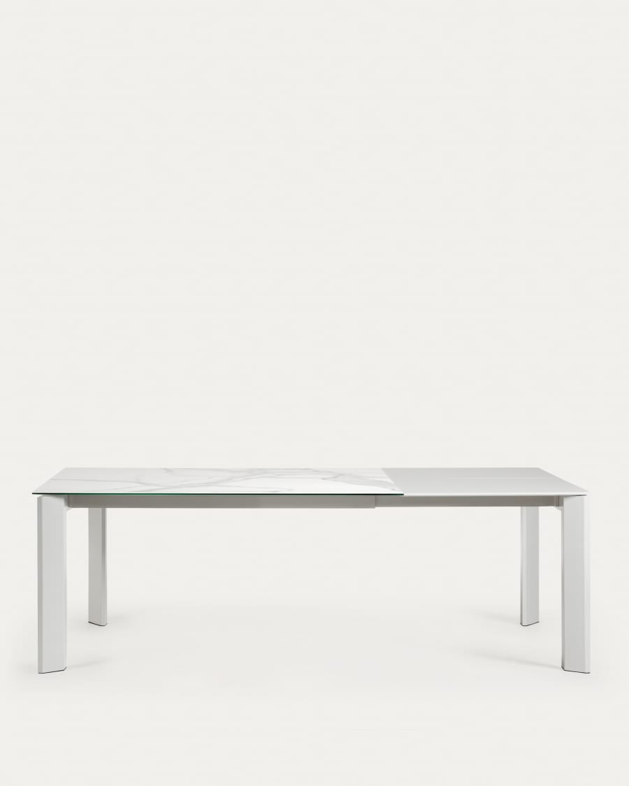 Axis porcelain extendable table in White Kalos finish with grey legs 160 (220) cm