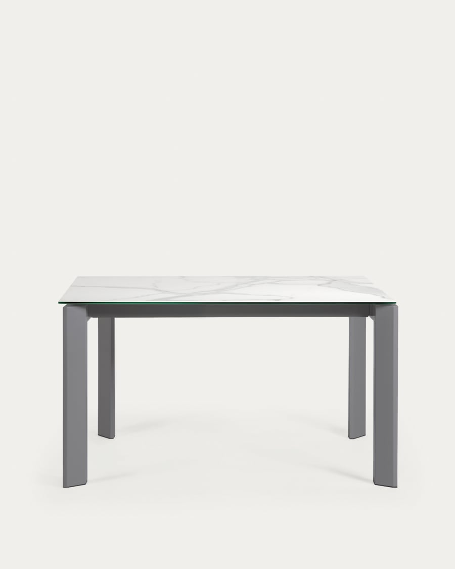 Tavolo allungabile Axis porcellanato Kalos Blanco finitura grigio scuro con gambe 140 (200) cm