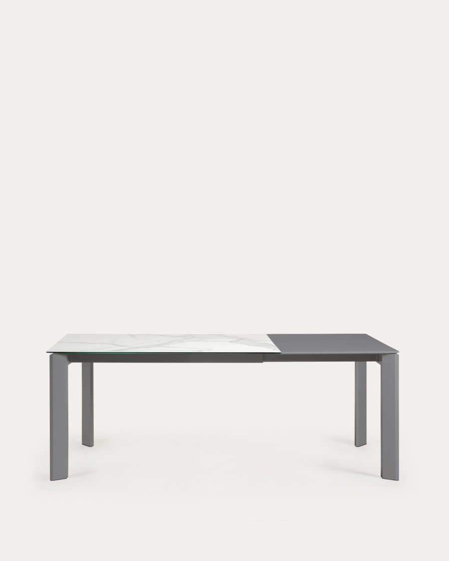Tavolo allungabile Axis porcellanato Kalos Blanco finitura grigio scuro con gambe 140 (200) cm