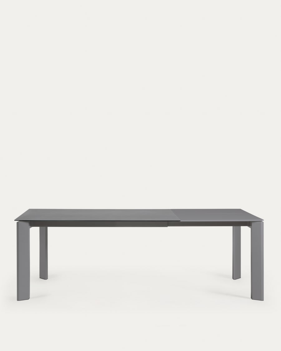 Axis extendable porcelain table with Volcano Rock finish and dark grey legs, 160 (220) cm
