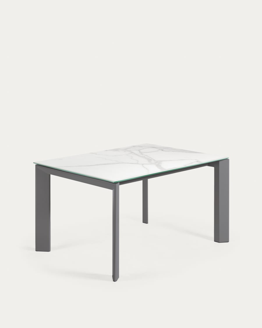 Tavolo allungabile Axis porcellanato Kalos Blanco finitura grigio scuro con gambe 140 (200) cm