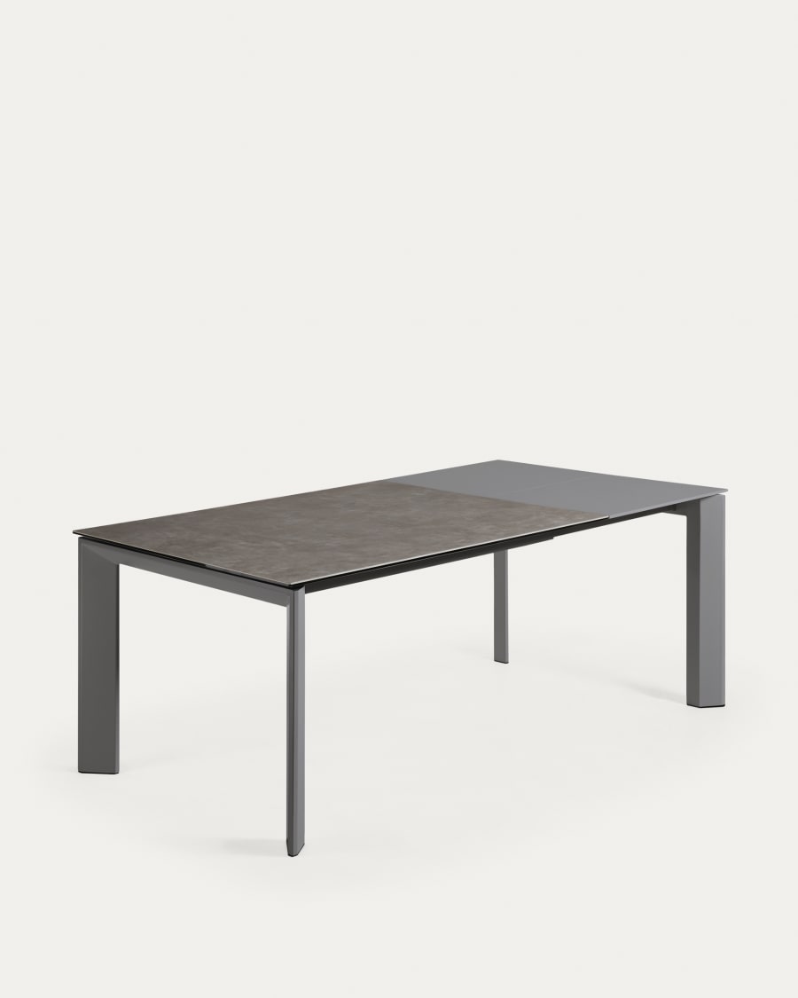 Axis porcelain extendable table in Volcano Ash finish anthracite steel legs 140(200)cm