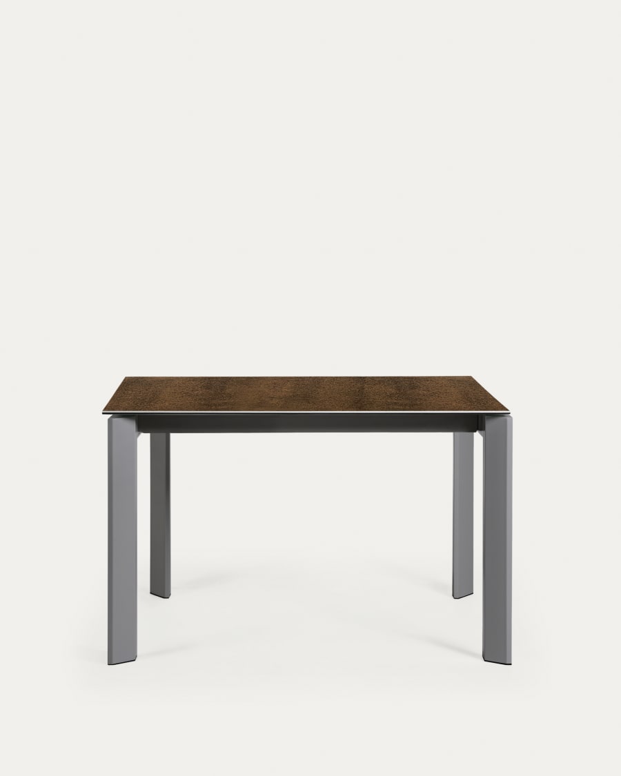 Tavolo allungabile Axis porcellanato Iron Corten finitura grigio scuro con gambe 120 (180) cm