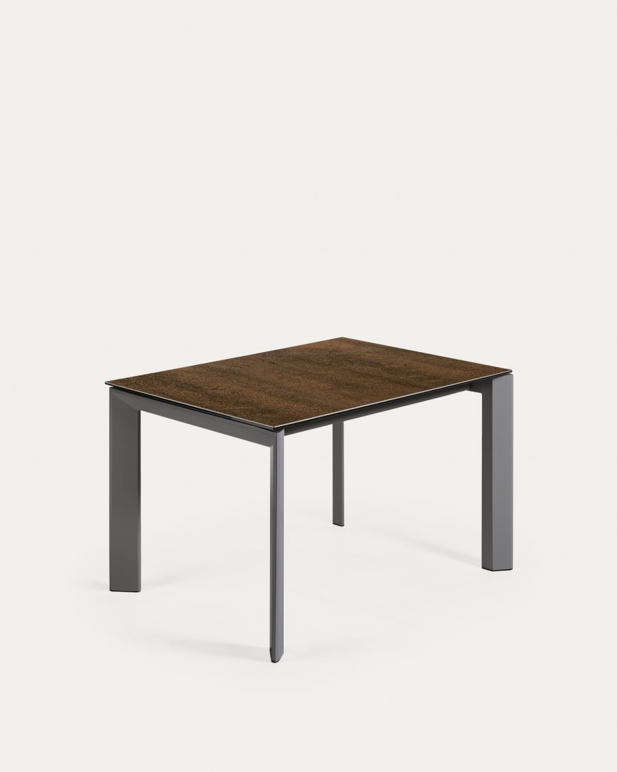 Tavolo allungabile Axis porcellanato Iron Corten finitura grigio scuro con gambe 120 (180) cm
