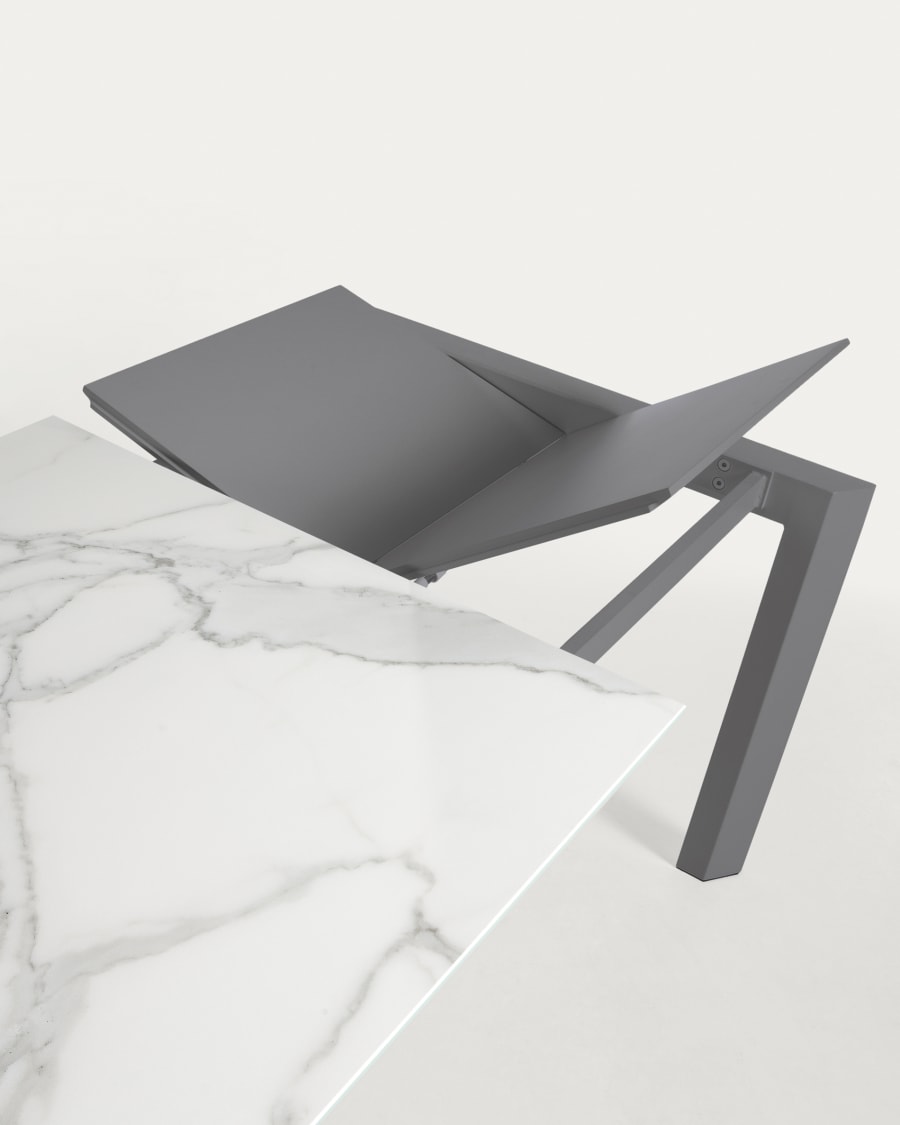 Tavolo allungabile Axis porcellanato Kalos Blanco finitura grigio scuro con gambe 140 (200) cm