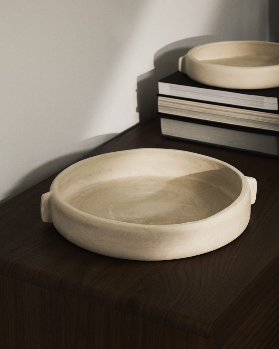 Mireni papier-mâché centrepiece beige Ø 31 cm