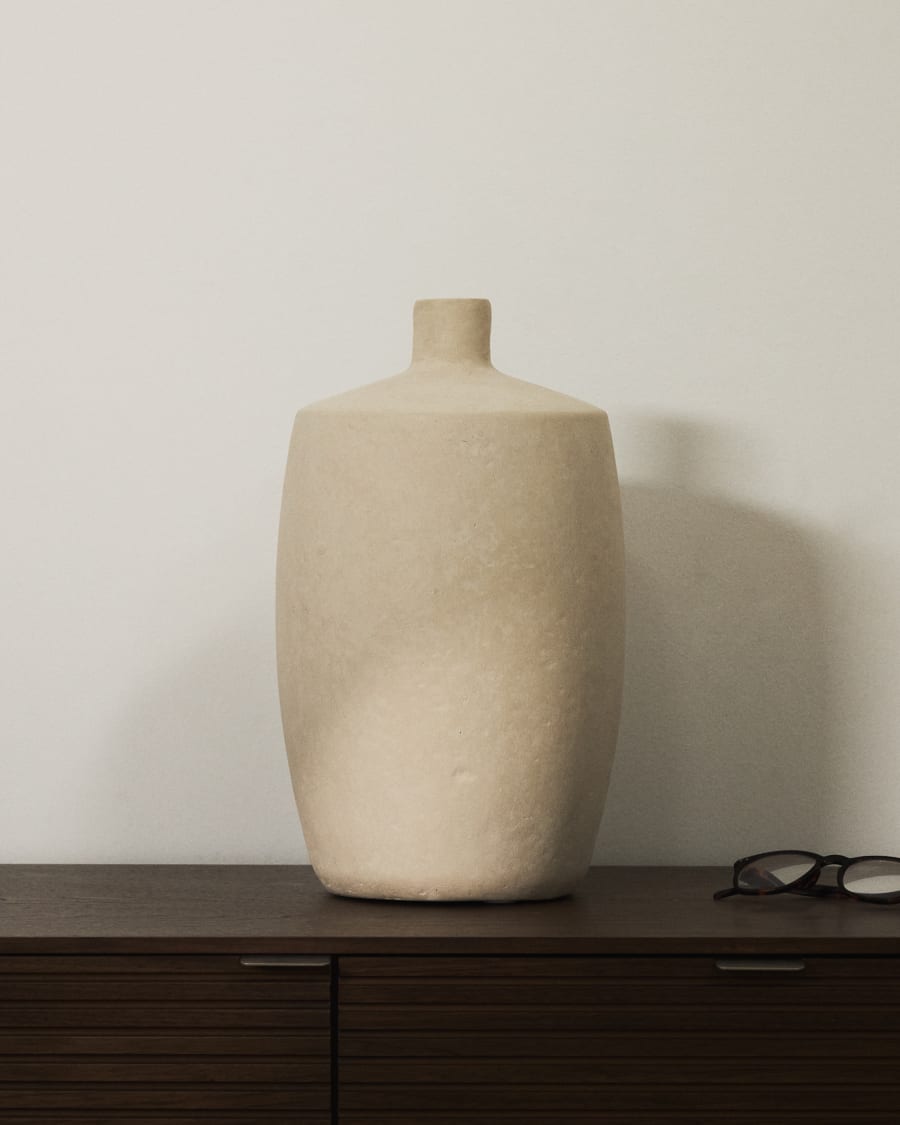Mireni papier-mâché vase beige Ø 39 cm