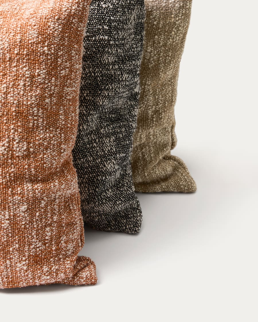 Housse de coussin Mevia en mélange de lin beige 50 x 50 cm