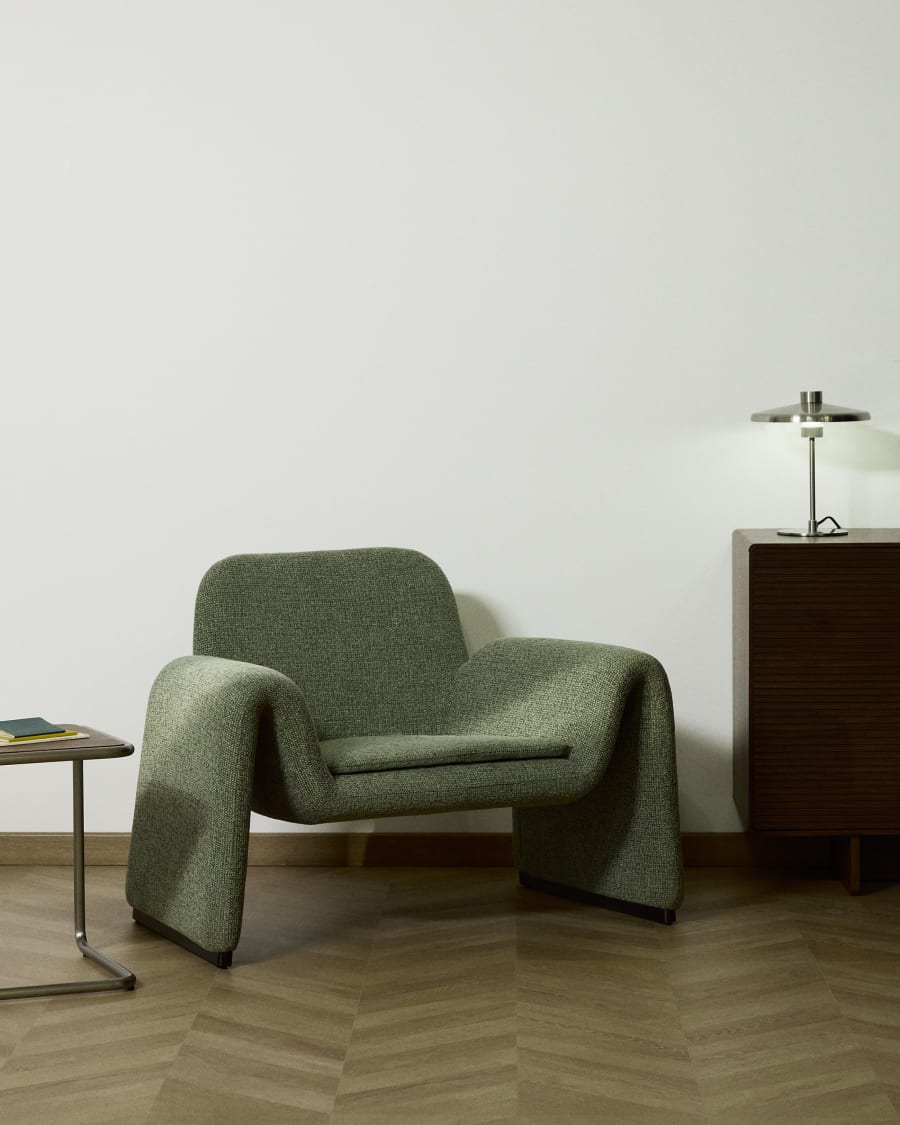 Poltrona Melvia in ciniglia verde
