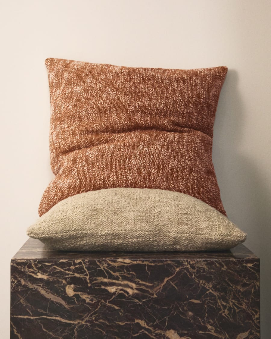 Housse de coussin Mevia en mélange de lin beige 50 x 50 cm