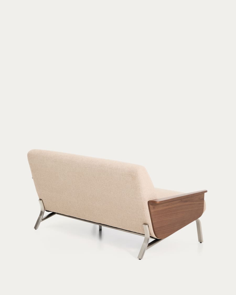 Canapé Amsen marron clair de 2 places en contreplaqué de noyer avec pieds en acier inoxydable brossé 150 cm FSC 100 %