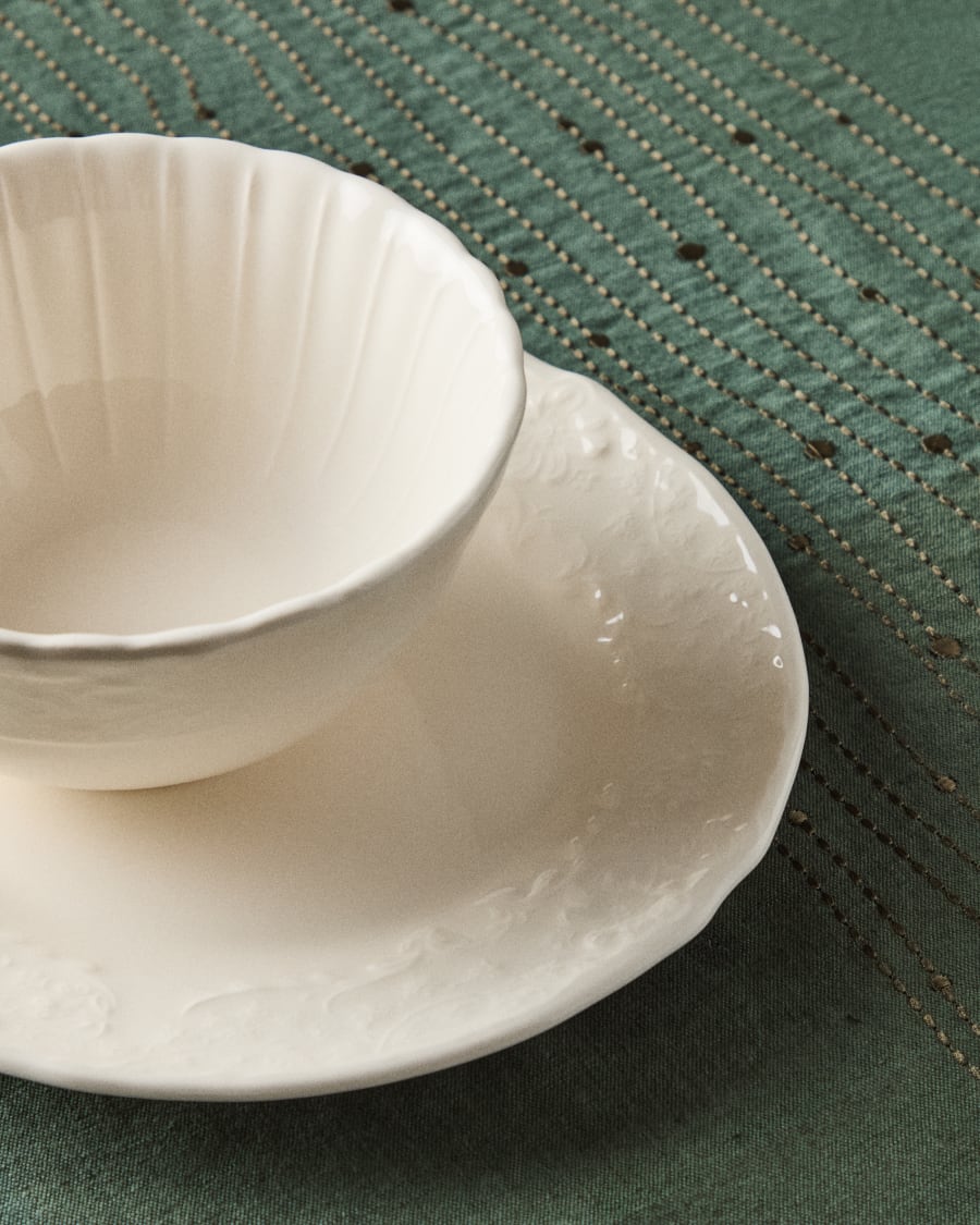 Assiette à dessert Varla en céramique beige