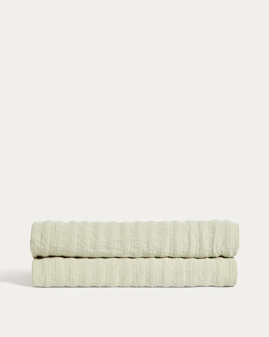 Trapunta Rilune 100% cotone con rilievo effetto a righe verde chiaro per culla convertibile