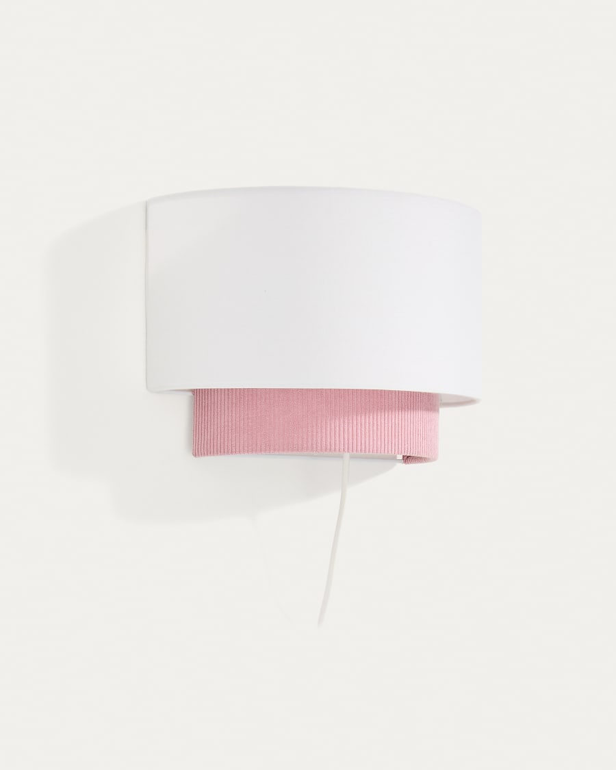 Bianella cotton and pink corduroy wall light Ø 40cm UK adaptor