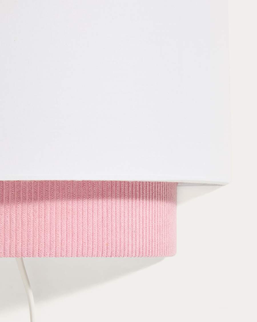 Bianella cotton and pink corduroy wall light Ø 40cm UK adaptor