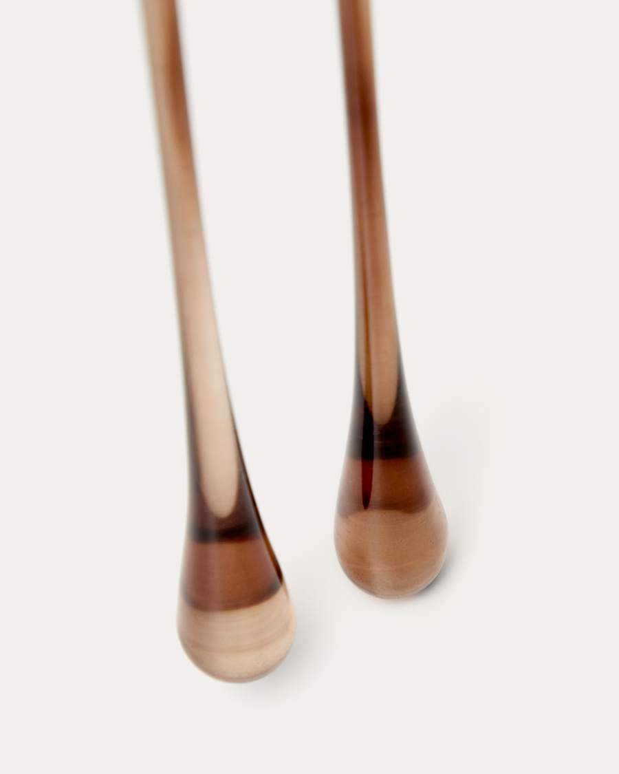Set Alsenia di 2 ornamenti da appendere in vetro riciclato marrone 20 cm