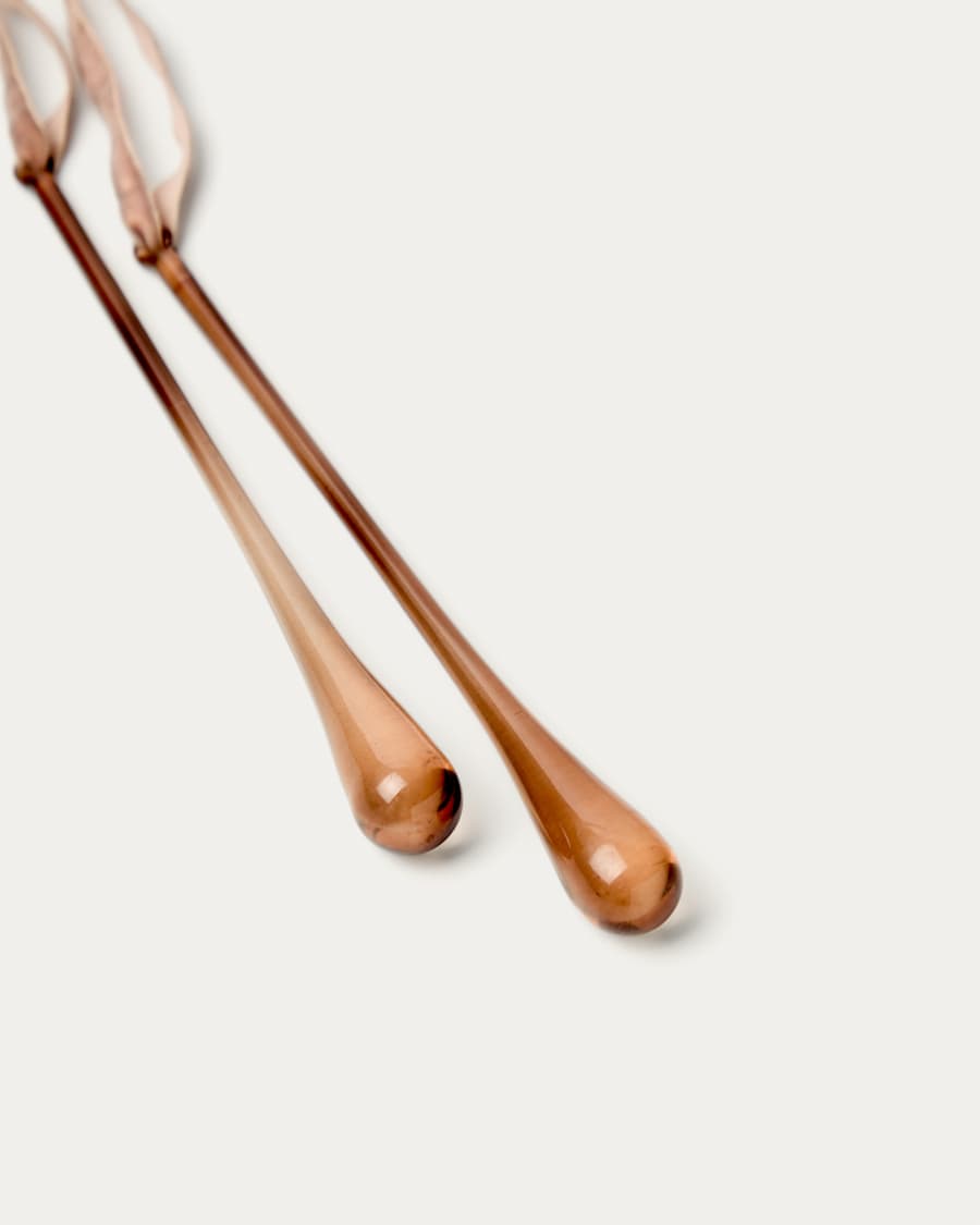 Set Alsenia di 2 ornamenti da appendere in vetro riciclato marrone 20 cm