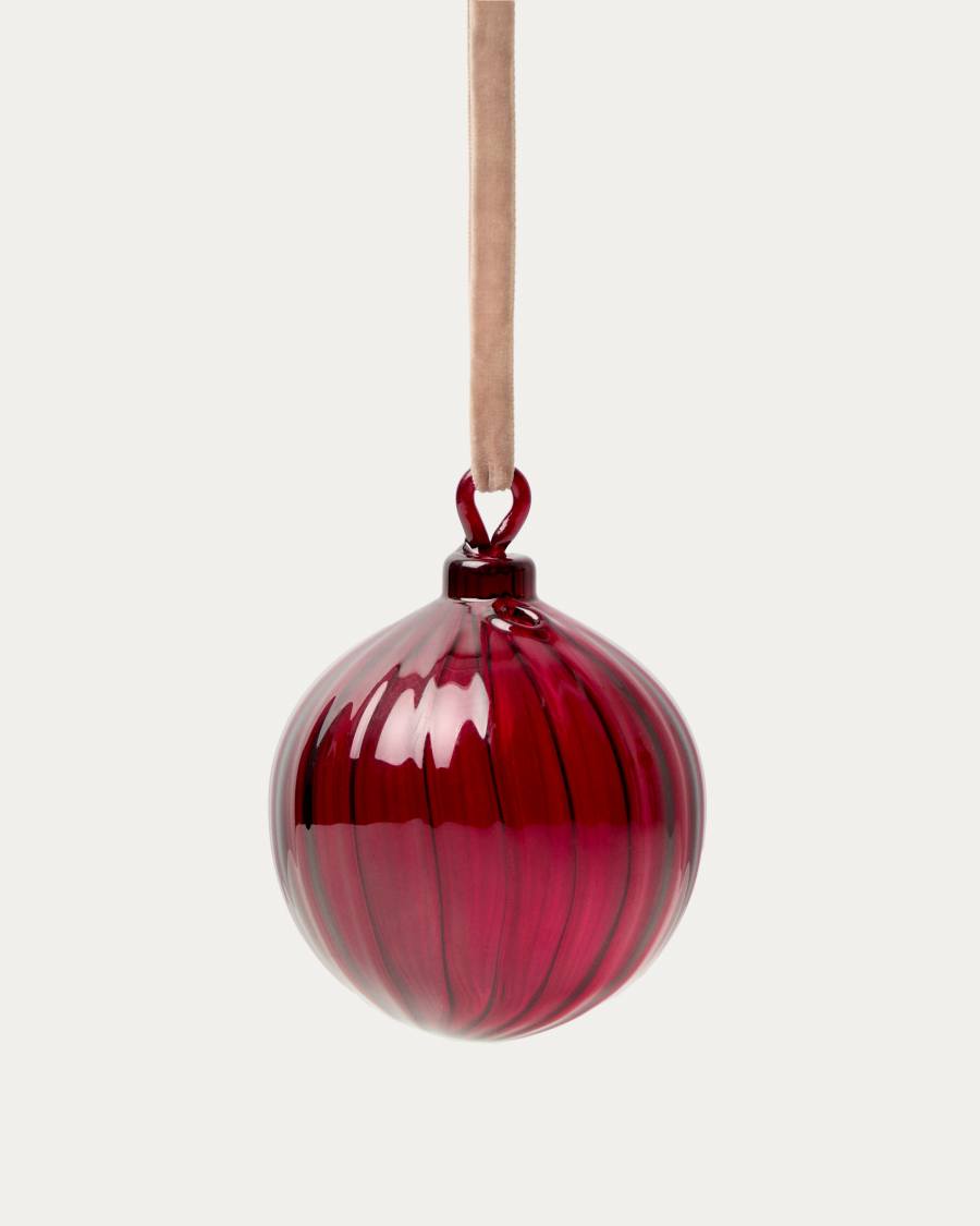 Oranel set of 3 red recycled glass hanging ornaments Ø 8 cm