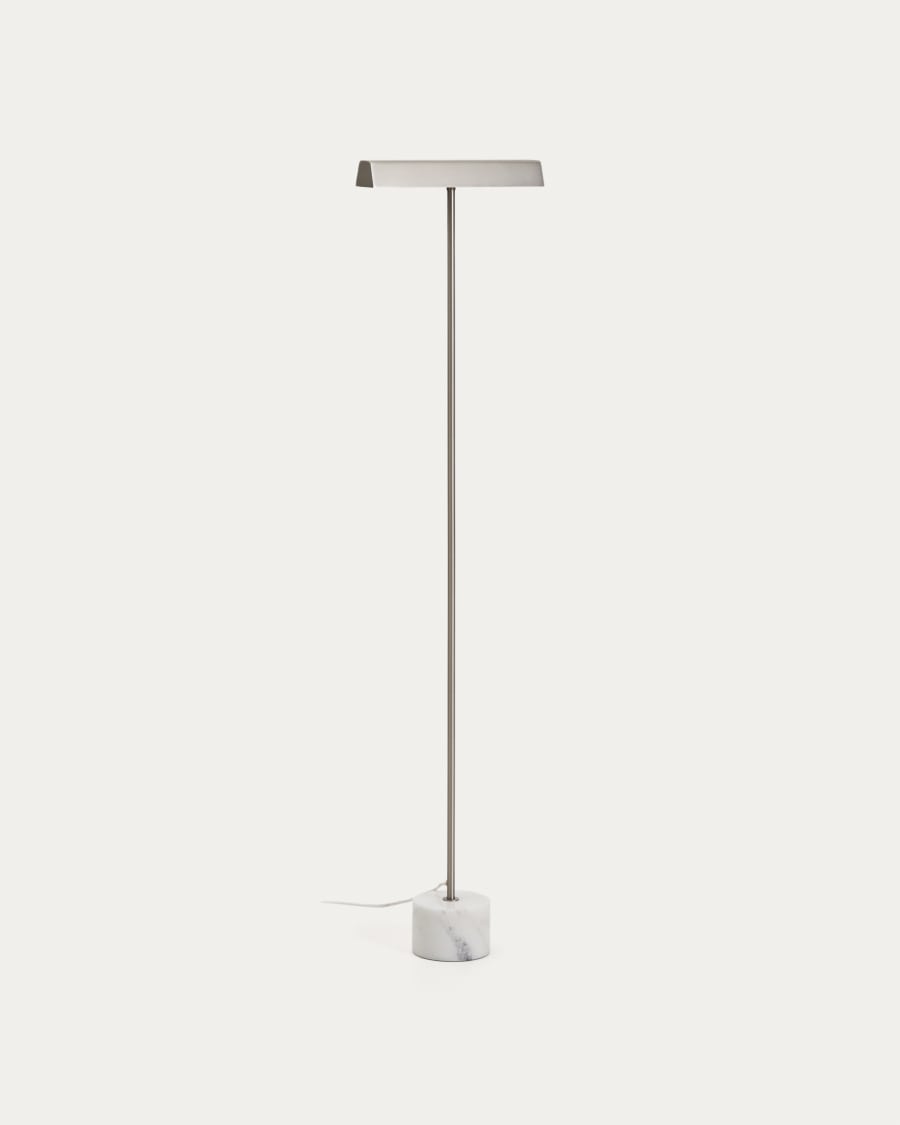 Lynor brushed metal floor lamp with white marble base UK adaptor