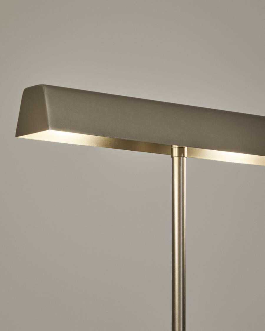 Lynor brushed metal floor lamp with white marble base UK adaptor