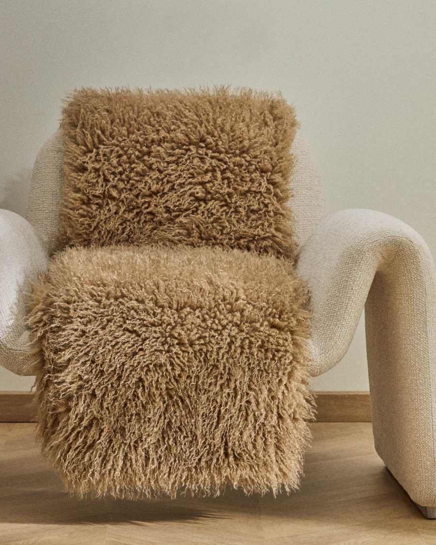 Akla green faux-fur blanket 130 x 170cm