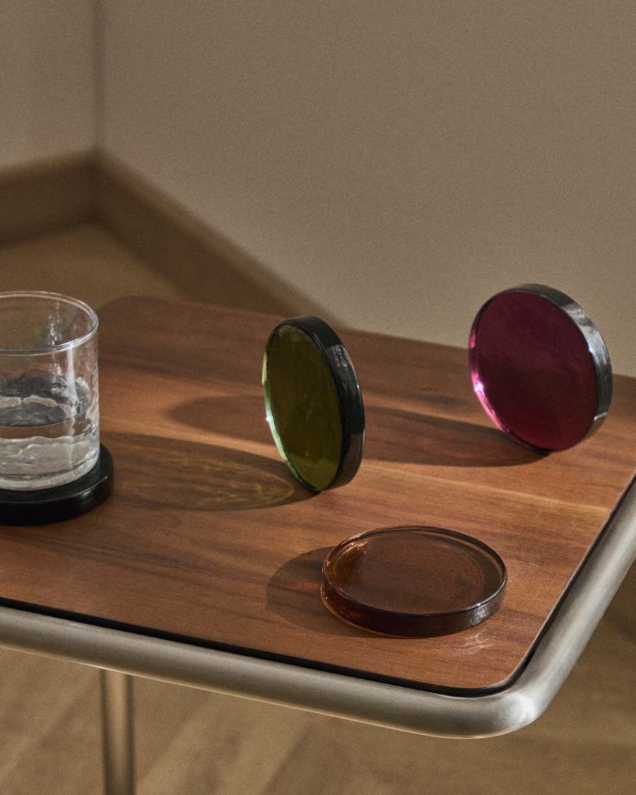 Set Obila aus 4 Untersetzern aus mehrfarbigem Recyclingglas