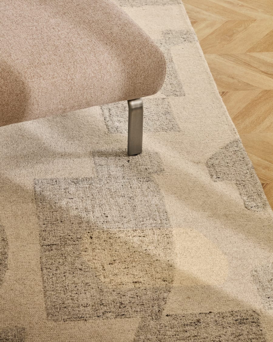 Amsen light brown footrest with brushed stainless steel legs 68 x 55 cm