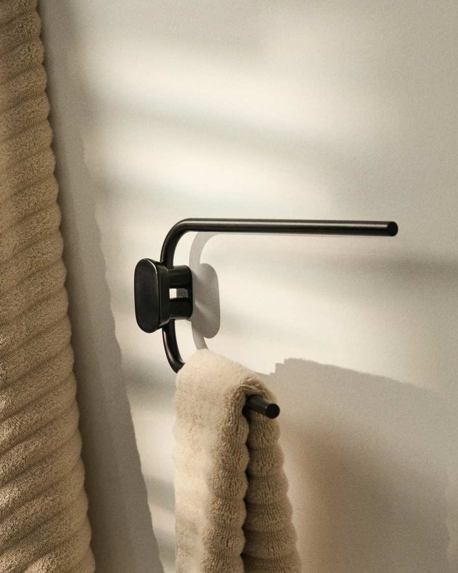 Black metal Arely twin-handle towel rail