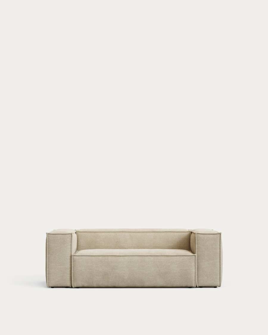 Blok fire-retardant 2-seater sofa in thick ecru corduroy 210cm FSC Mix Credit