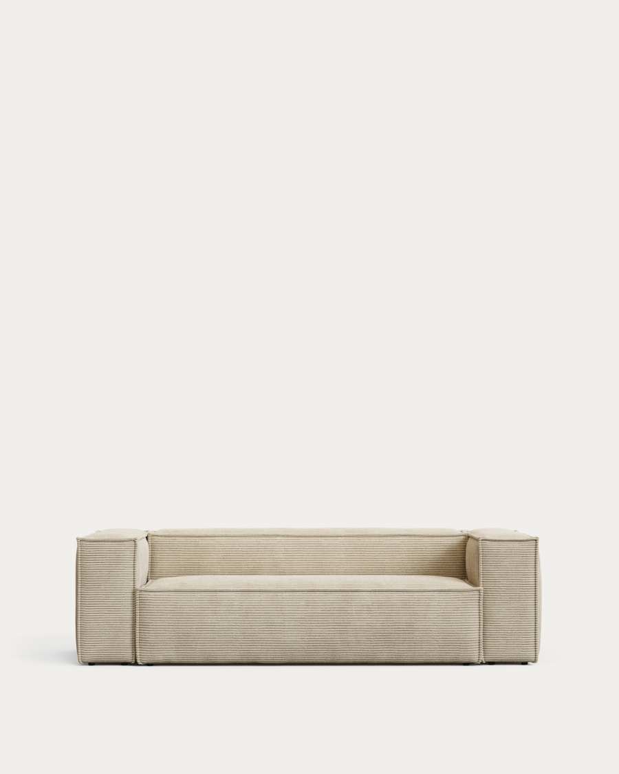 Blok fire-retardant 3-seater sofa in thick ecru corduroy 240cm FSC Mix Credit