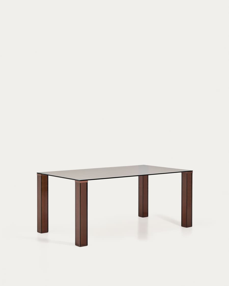 Table Adularia en verre trempé marron 160 x 90 cm