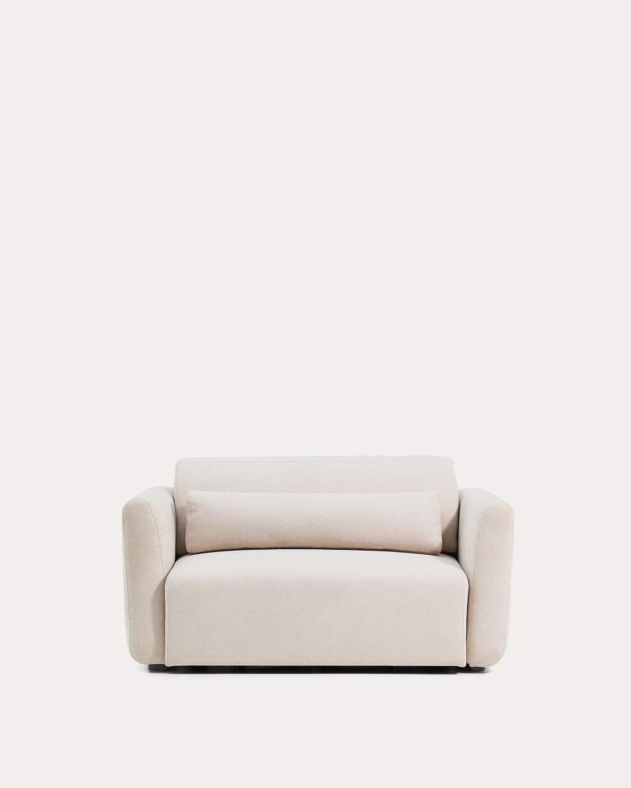 Lares 2-seater sofa with motorised sliding seats and reclining headrest in beige chenille 150cm