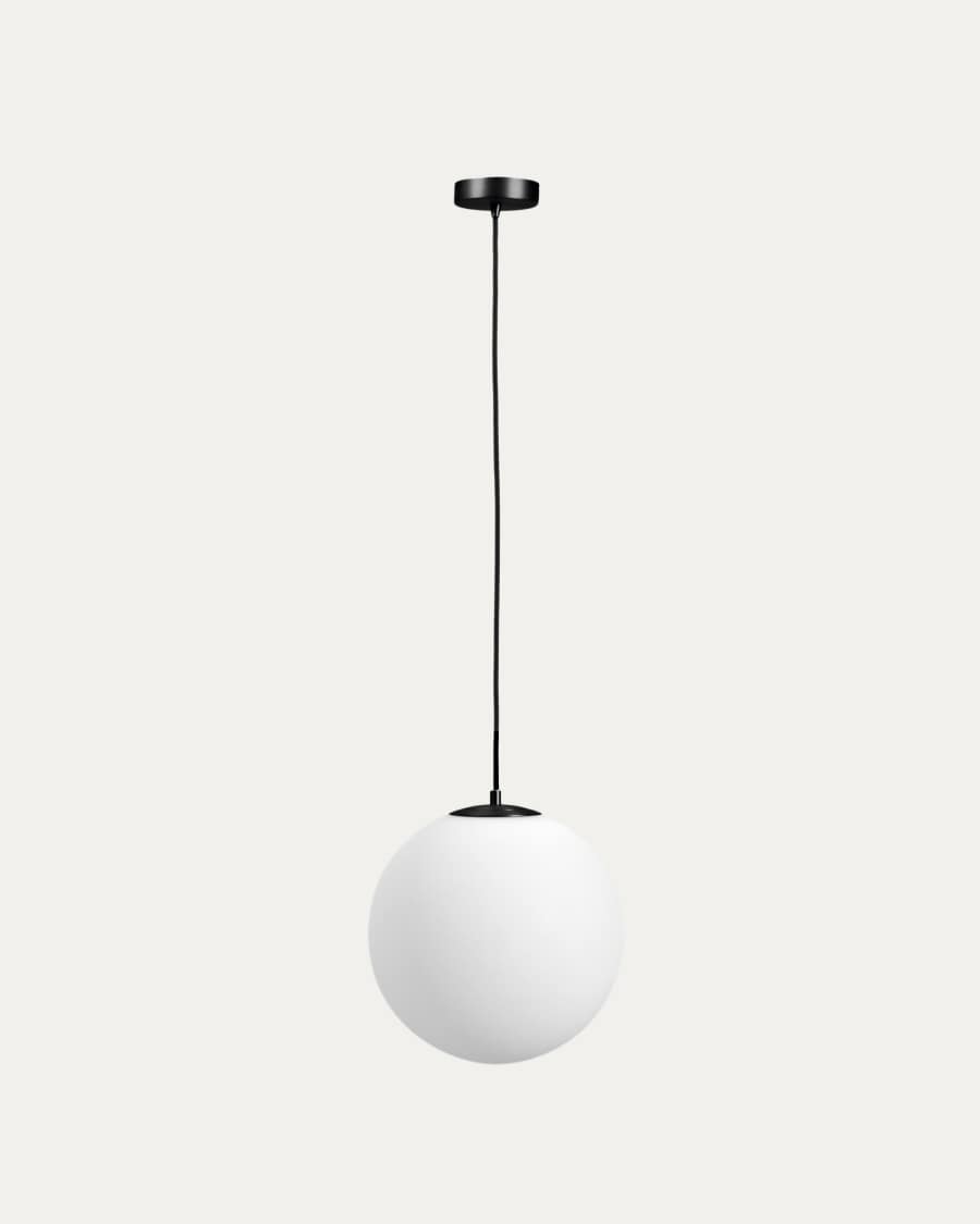 Brisia metal ceiling lamp with black finish and 1 frosted glass ball Ø30cm