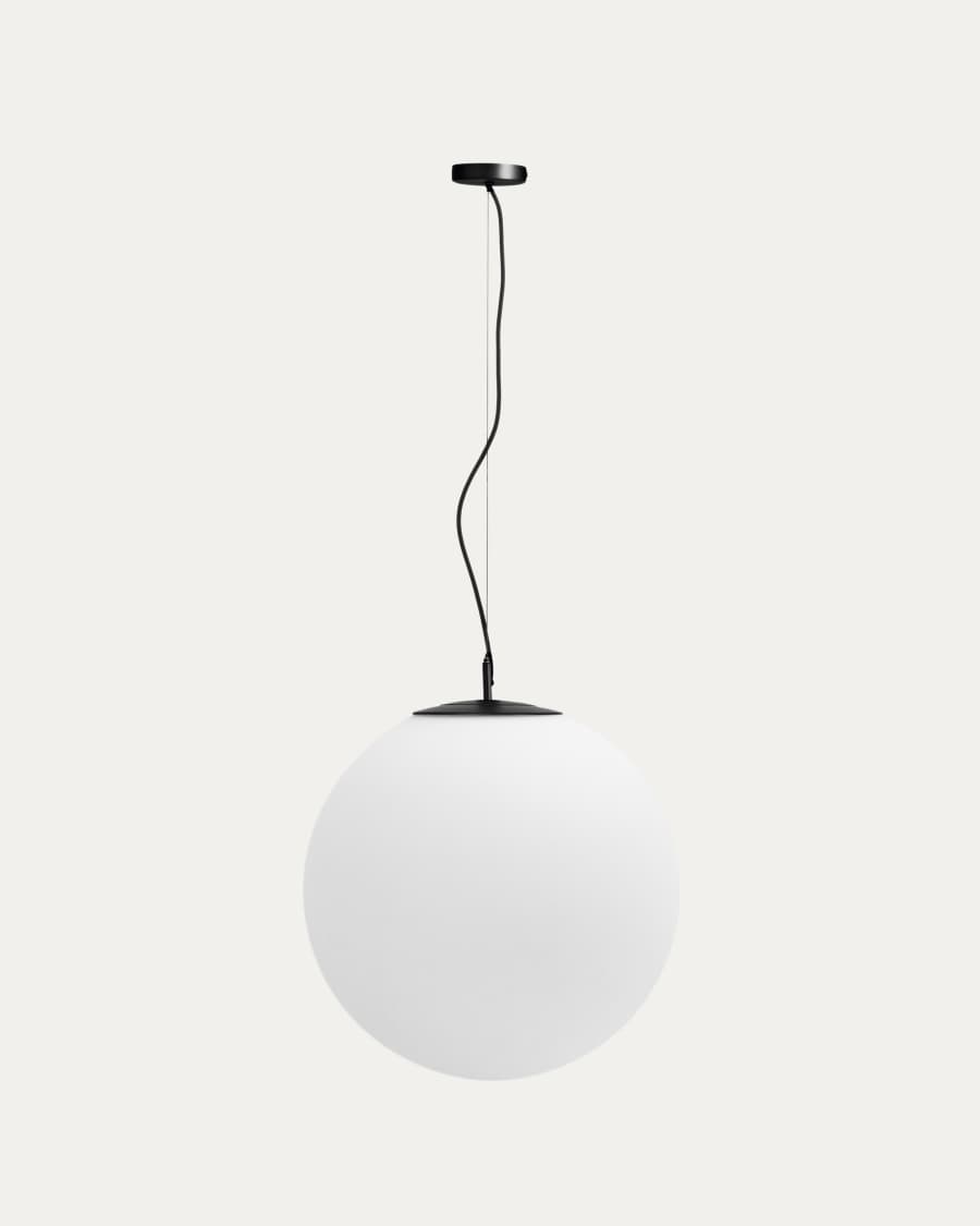 Brisia metal ceiling lamp with black finish and 1 frosted glass ball Ø50cm